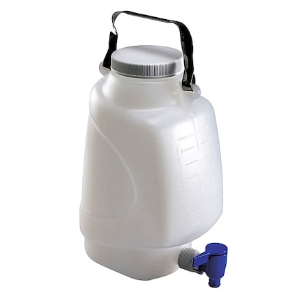 Carboy, 5 L Capacity - mL, 1.32 gal Capacity - oz, Screw On/Spigot Closure, HDPE, Clear, 0.31 in H