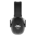 Over-the-Head Ear Muffs, Stainless Steel Band, Foam/PVC, Passive Protection, NRR 30 dB, Black