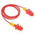 Condor Reusable TPE Ear Plugs, Flanged Shape, 25 dB, Red/Yellow, 50 PK