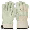 Leather Gloves, Cowhide, Safety Cuff, Wing Thumb, Full Finger, Off-White, XL, 12 PK