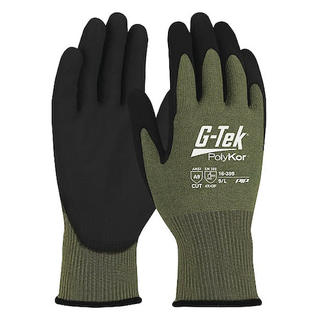 Cut-Resistant Glove, Cut Level A9 , Dipped , Water-Based Polyurethane , Sandy , L 12 PK