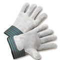 Leather Gloves, Cowhide, Safety Cuff, Wing Thumb, Full Finger, Gray, S, 12 PK