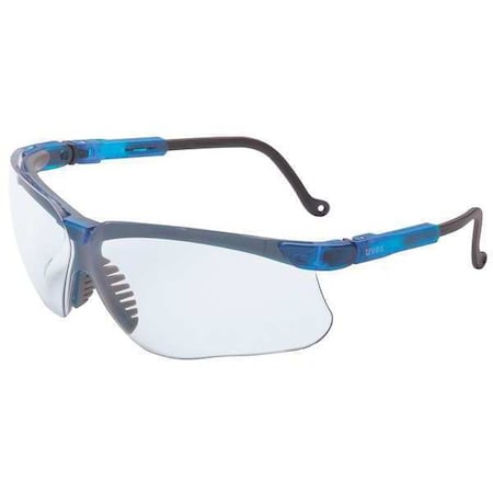 Genesis Safety Glasses, Anti-Fog, Anti-Scratch, Half-Frame, Vapor Blue Frame, Clear Lens