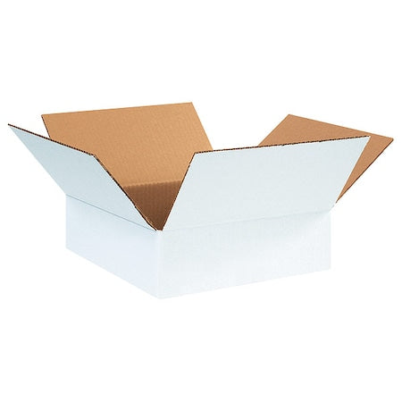 12 in x 12 in x 4 in Shipping Box, White, Corrugate, Single Wall, 32 ECT