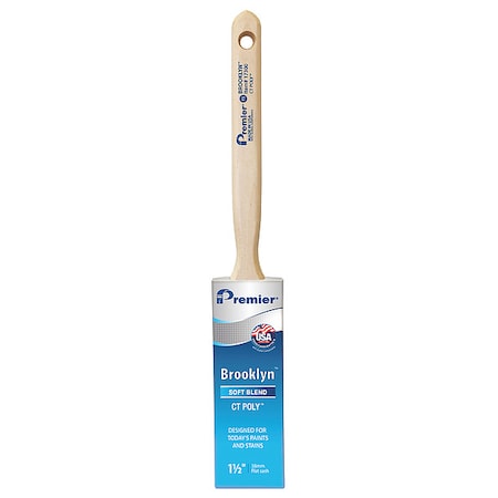1-1/2" Flat Sash Soft, Polyester Bristle, Paint Brush, Hardwood Handle