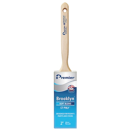 2" Flat Sash Soft, Polyester Bristle, Paint Brush, Hardwood Handle