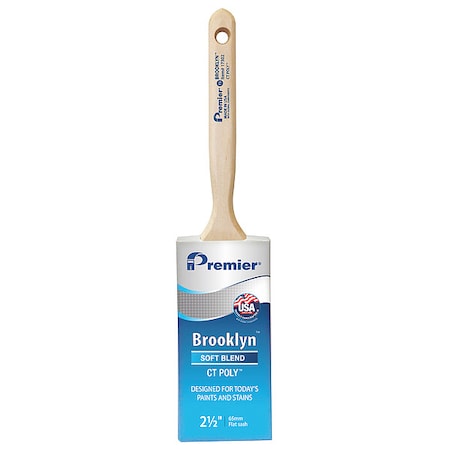 2-1/2" Flat Sash Soft, Polyester Bristle, Paint Brush, Hardwood Handle