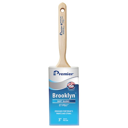 3" Flat Sash Soft, Polyester Bristle, Paint Brush, Hardwood Handle