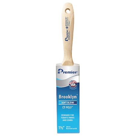1-1/2" Flat Sash Soft, Polyester Bristle, Paint Brush, Hardwood Handle