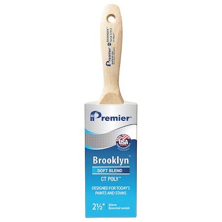 2-1/2" Flat Sash Soft, Polyester Bristle, Paint Brush, Hardwood Handle