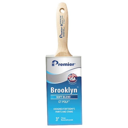 3" Flat Sash Soft, Polyester Bristle, Paint Brush, Hardwood Handle