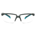 Solus 2000 Safety Glasses, Anti-Fog/Scratch, Half-Frame, Gray/Teal Temple, Clear Lens