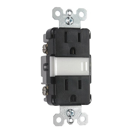 Straight Blade Receptacle, 5-15R, 15 A, 120/125V AC, 2 Pole, 3 Wire, Flush Mount, Grounded