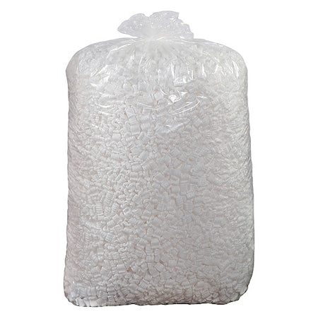 Packing Peanuts, 20 cu. ft. Bag, S-Shaped, White, 45 in Bag Ht
