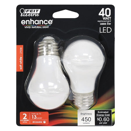 LED, 5 W, A15, Medium Screw (E26), PK2