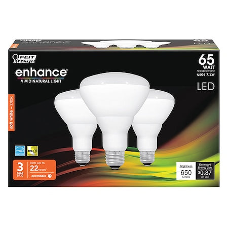LED, 7.2 W, BR30, Medium Screw (E26), PK3
