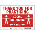 Thank You For Practicing Sign, 10" W x 7" H, English, Polystyrene, Red, White