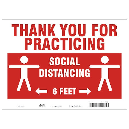 Thank You For Practicing Sign, 14" W x 10" H, English, Polystyrene, Red, White