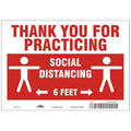 Thank You For Practicing Sign, 10" W x 7" H, English, Aluminum, Red, White