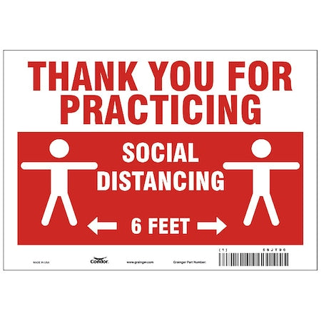Thank You For Practicing Sign, 10" W x 7" H, English, Aluminum, Red, White