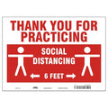 Thank You For Practicing Sign, 14" W x 10" H, English, Aluminum, Red, White