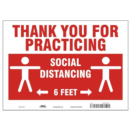Thank You For Practicing Sign, 14" W x 10" H, English, Aluminum, Red, White