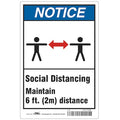 Social Distancing Sign, 14" W x 10" H, English, Polystyrene, Blue, White