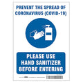 Prevent The Spread Of Coronavirus Sign, HWB718T1410