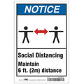 Social Distancing Sign, 14" W x 10" H, English, Polyester, Blue, White