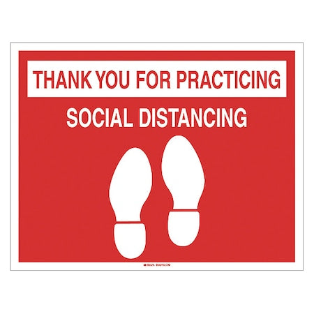 Social Distancing Floor Sign, 14 in H, 18 in W, Vinyl, English, 170260