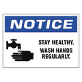 Stay Healthy. Wash Hands Regularly., Vinyl, 7 in x 10 in, Adhesive Surface
