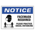 Facemask Required Sign, 10" W x 7" H, Vinyl