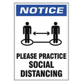 Practice Social Distancing Sign, 7" W x 10" H, English, Vinyl, Blue, White