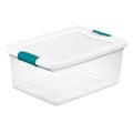 Stackable Storage Tote W/ Lid, 3.8 gal, 16-1/4 in L x 11-1/4 in W x 6-3/4 in H, Clear, White