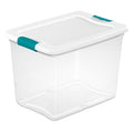 Stackable Storage Tote W/ Lid, 6.3 gal, 16-1/4 in L x 11-1/4 in W x 11-5/8 in H, Clear, White