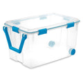 Storage Tote W/ Lid, 30 gal, 30-1/4 in L x 19-5/8 in W x 16-3/4 in H, Clear, Polypropylene