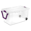 Stackable Storage Tote W/ Lid, 40 gal, 36-3/4 in L x 21-3/8 in W x 18 in H, Clear, Polypropylene