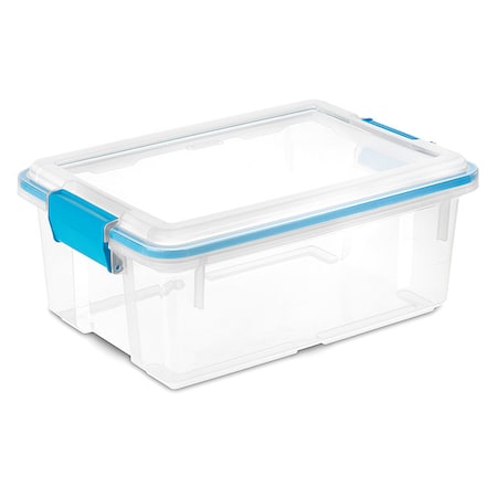 Stackable Storage Tote W/ Lid, 3 gal, 16-1/8 in L x 11-1/4 in W x 6-3/4 in H, Clear, Polypropylene