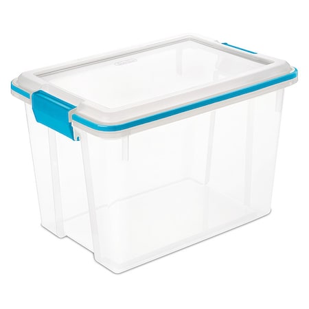 Stackable Storage Tote W/ Lid, 5 gal, 16-1/8 in L x 11-1/4 in W x 10-7/8 in H, Clear, Polypropylene