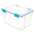 Storage Tote W/ Lid, 13.5 gal, 22-1/2 in L x 16 in W x 12-3/4 in H, Blue Aquarium, Clear
