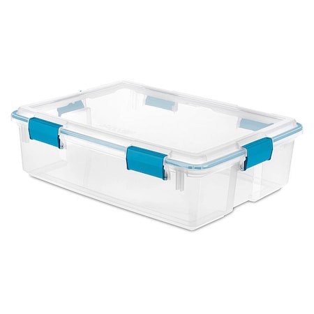 Stackable Storage Tote W/ Lid, 9.3 gal, 24 in L x 18 in W x 7 in H, Clear, Polypropylene