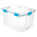 Stackable Storage Tote W/ Lid, 20 gal, 24 in L x 18 in W x 15-1/4 in H, Clear, Polypropylene