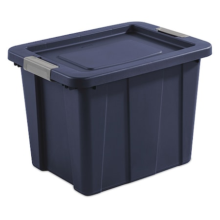 Stackable Storage Tote W/ Lid, 18 gal, 23 in L x 17-1/4 in W x 16-5/8 in H, Blue, Polyethylene