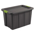 Stackable Storage Tote W/ Lid, 30 gal, 29-7/8 in L x 19-3/4 in W x 18-1/8 in H, Gray, Polyethylene