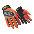 Turbo Plus Mechanics Gloves, Synthetic Leather Palm, Polyester Mesh Back, 3XL, Orange