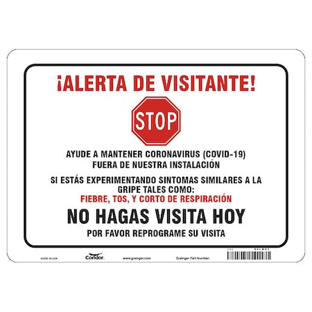 Covid 19 Sign 10X14, Spanish Visitor Ale, 10 in Height, 14 in Width, Polystyrene, Spanish