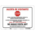 Covid 19 Sign 10X14, Spanish Visitor Ale, 10 in Height, 14 in Width, Aluminum, Spanish