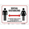 Social Distancing Sign, 14" W x 10" H, English, Polystyrene, White