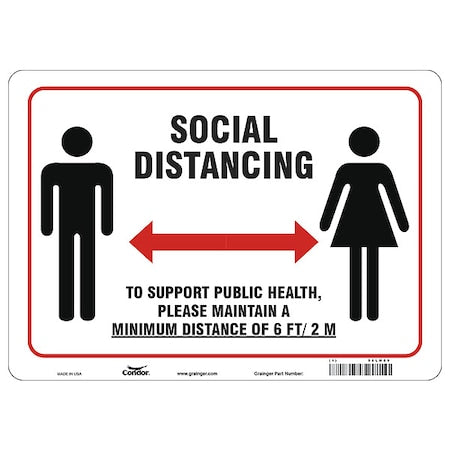 Social Distancing Sign, 14" W x 10" H, English, Polystyrene, White
