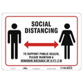 Social Distancing Sign, 14" W x 10" H, English, Aluminum, White